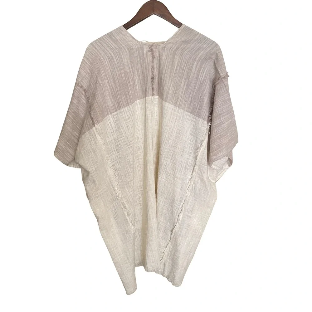 Universal Thread Womens Mauve Striped Cotton Kimono Wrap Fringe Trim One Size